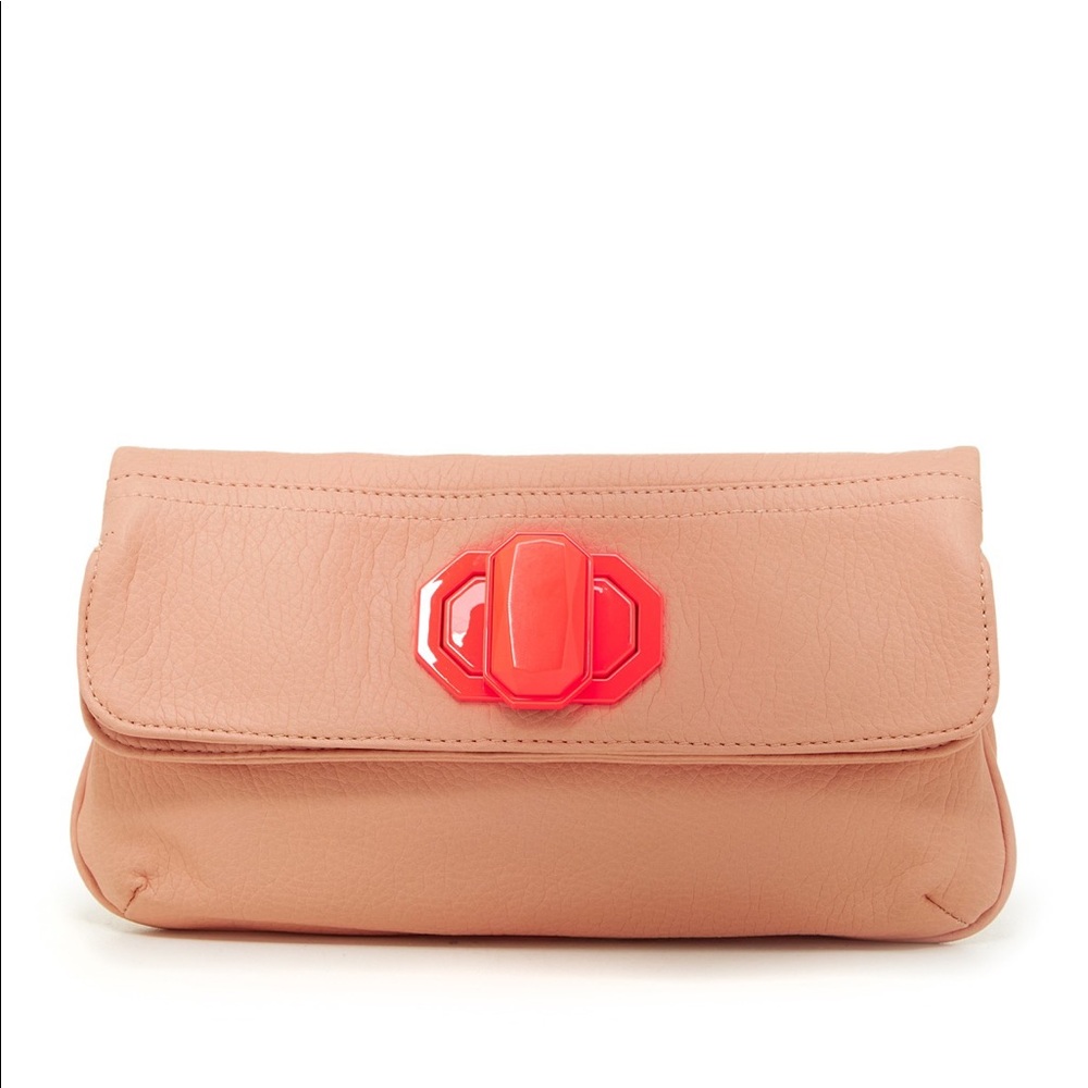Deux Lux Neon Turn Lock Foldover Clutch